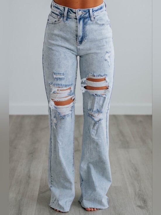 Risen Jeans Denim - Risen Jeans Georgia - Light Wash Wide Leg Long Tall Inseam 13/31 NWT